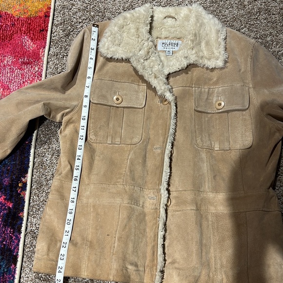 Wilsons Leather tan suede coat women XL brown cream - Picture 16 of 17
